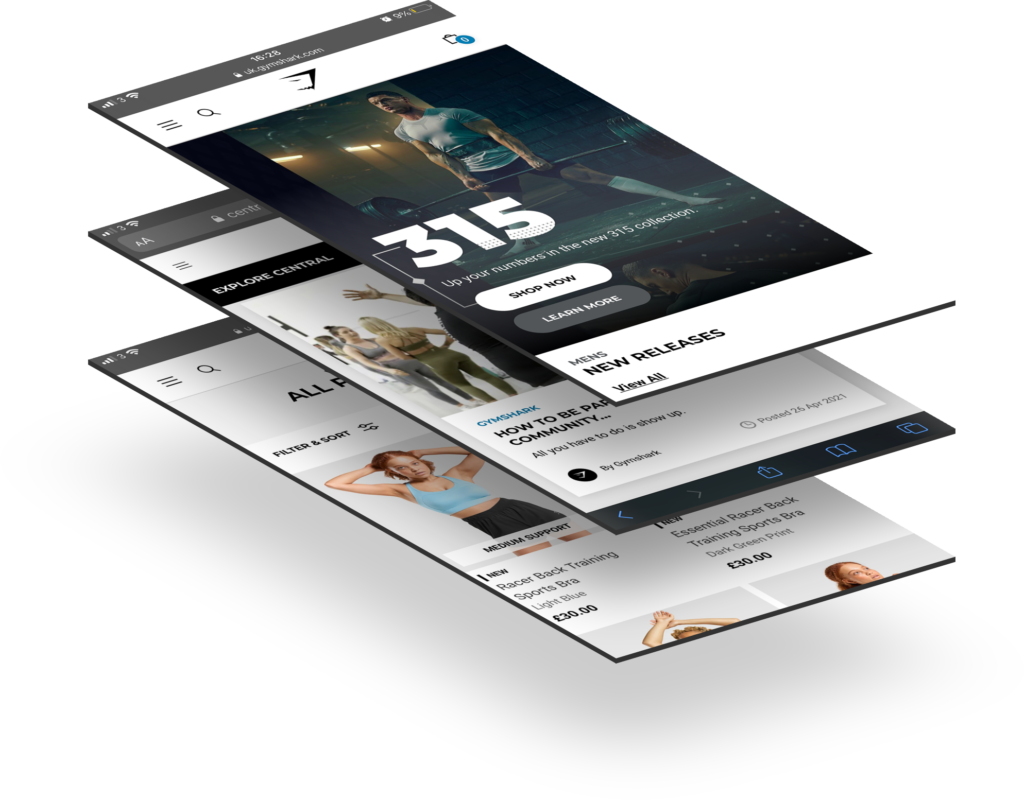 Gymshark website screens