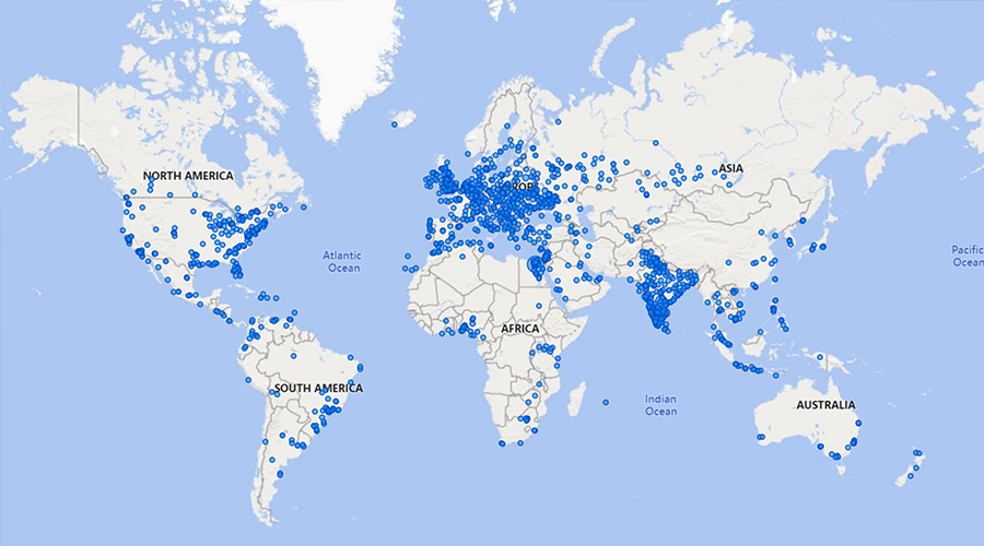 Map of Digivante's global tester coverage
