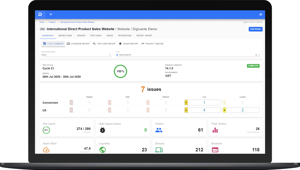 laptop-screenshots Animated gifs showing the testing portal and reporting