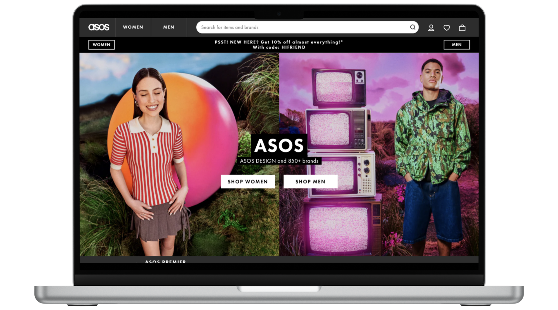 ASOS Website Homepage on Laptop
