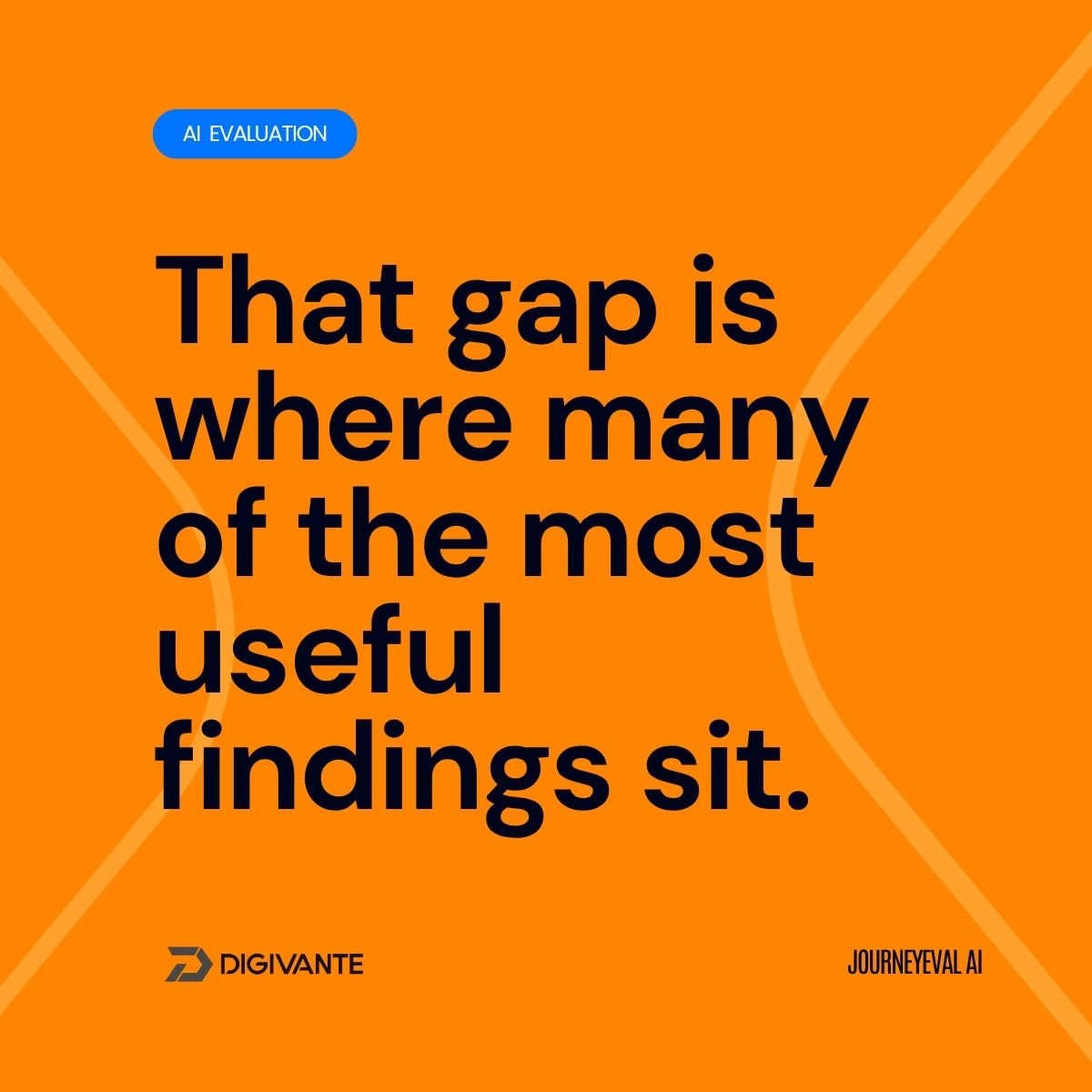 That gap is where many of the most useful findings sit. Orange Digivante quote card stating that the gap between AI output and real customer experience is where many useful findings sit.