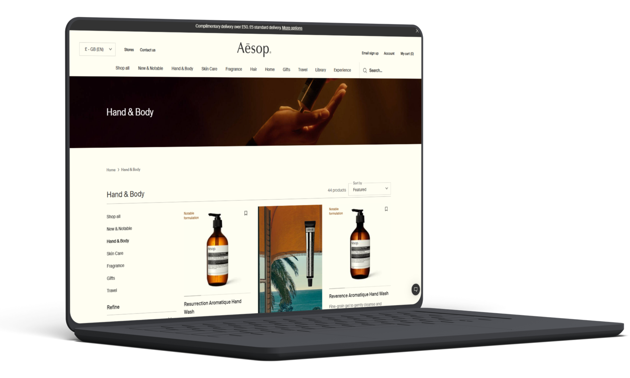 Aesop Website on Laptop